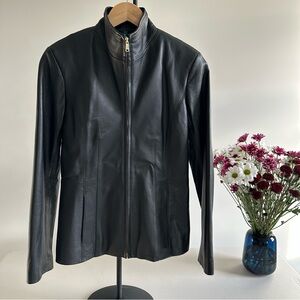 Cole Haan Women's Wing Collar Leather Jacket • small • lamb skin